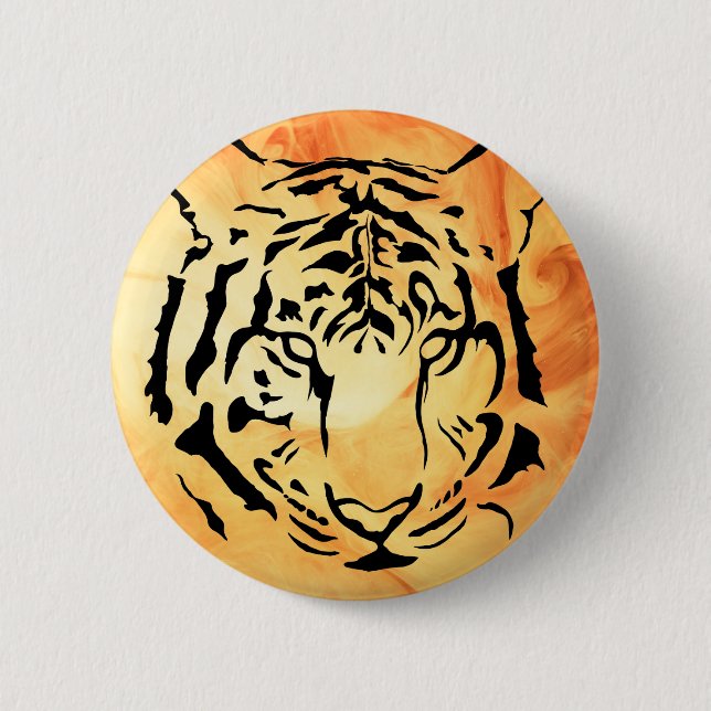Black and White Tiger Silhouette 2 Inch Round Button (Front)
