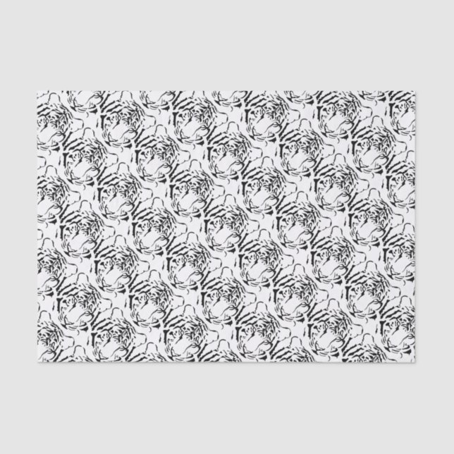 Black and White Tiger Silhouette Tissue Paper (Front)