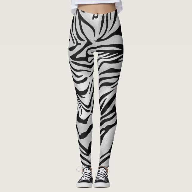 Black and White Tiger skin colour Leggings (Front)