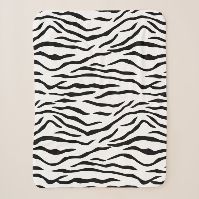Black and White Tiger Stripes Sherpa Blanket (Front)