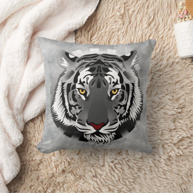 Black And White Tiger Throw Pillow (Blanket)