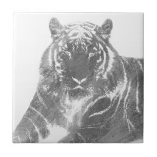 Black and White Tiger Tile