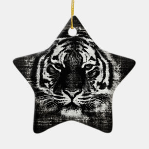 Black and White Tiger Vintage Ornaments