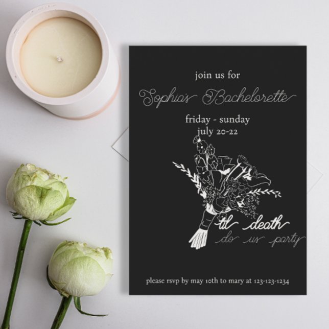black and white til death bachelorette invitation (Creator Uploaded)