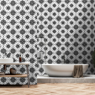 Black and White Tile Pattern Wallpaper