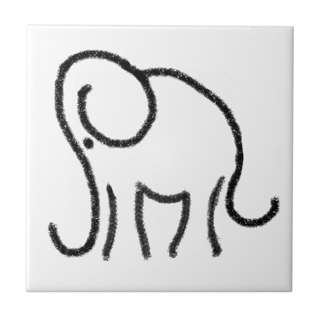 Black and white tile with stylized elephant emblem (Front)