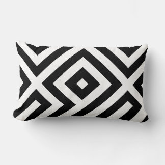 Black and white tiled pattern lumbar pillow