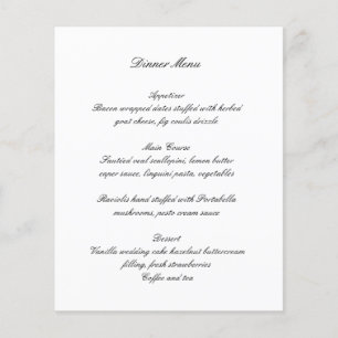 Black and White Timeless Budget Wedding Menu