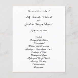 Black and White Timeless Budget Wedding Program