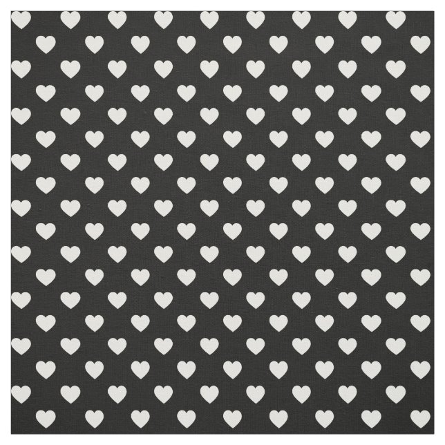 Black and White Tiny Heart Pattern Fabric (Swatch)