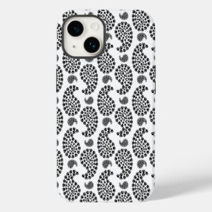 Black And White Tiny Paw Print Paisley Pattern iPhone 14 Case