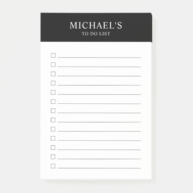 Black and White  To Do List Post-it Notes (Front)