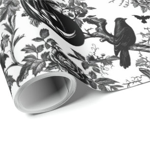 Black and White Toile Halloween  Wrapping Paper