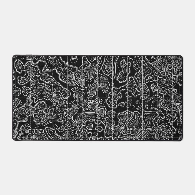 black and white topographic desk pad mat xxl (Front)