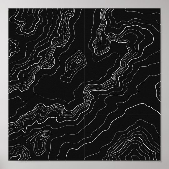 Black and white topography map poster | Zazzle.ca