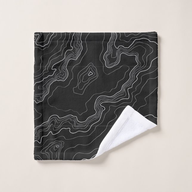 Black and white topography map wash cloth (Wash Cloth)