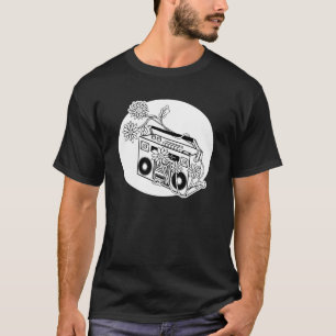 Black and White Transvaal Daisy Boombox T-Shirt