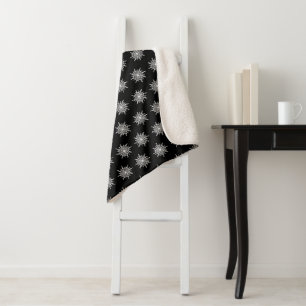 Black and White Treble Clef Snowflake Pattern Sherpa Blanket