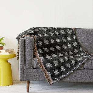 Black and White Treble Clef Snowflake Pattern Throw Blanket