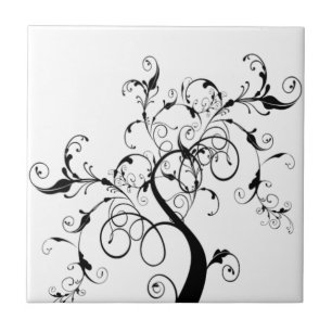 Black And White Tree Of Life Tile