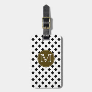 black and white trellis personalized luggage tag