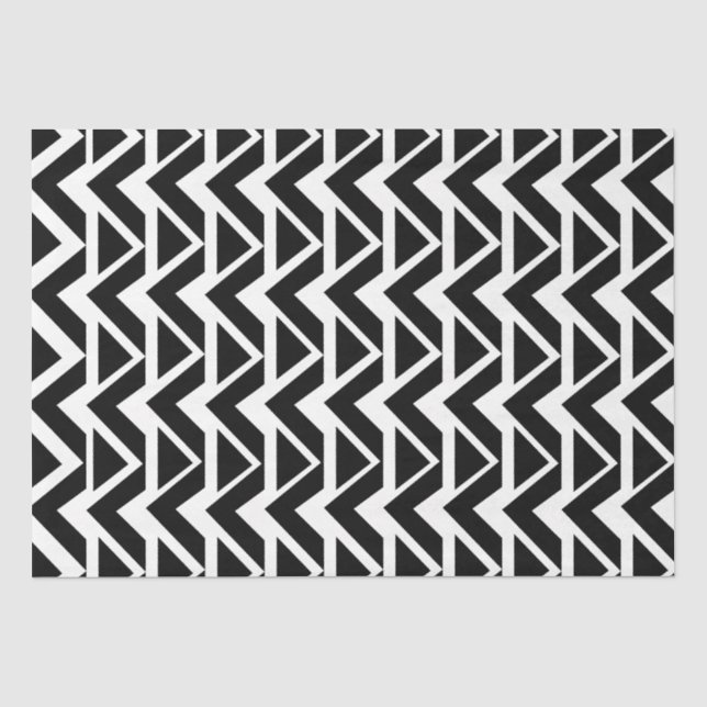Black and White Triangle Chevron Stripe  Tissue Paper (Front)