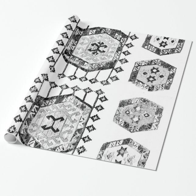 Black and White Triangle Farmhouse Wrapping Paper (Unrolled)