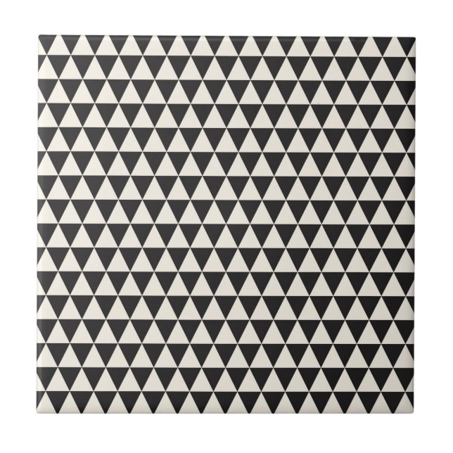 Black and White Triangle Geometric Pattern Tile (Front)