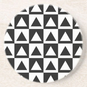 Black and White triangle geometric shape pattern Coaster