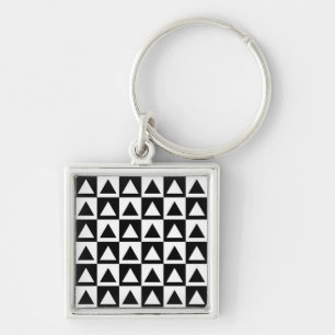 Black and White triangle geometric shape pattern Keychain