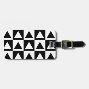 Black and White triangle geometric shape pattern Luggage Tag
