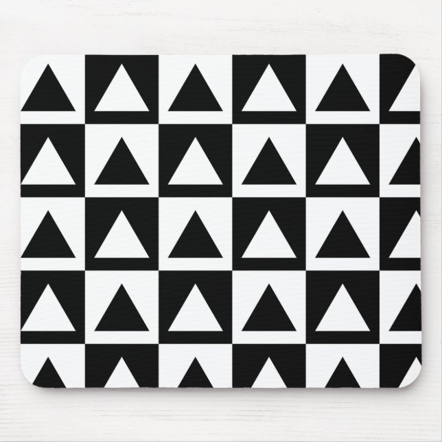 Black and White triangle geometric shape pattern Mouse Pad (Front)