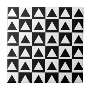 Black and White triangle geometric shape pattern Tile