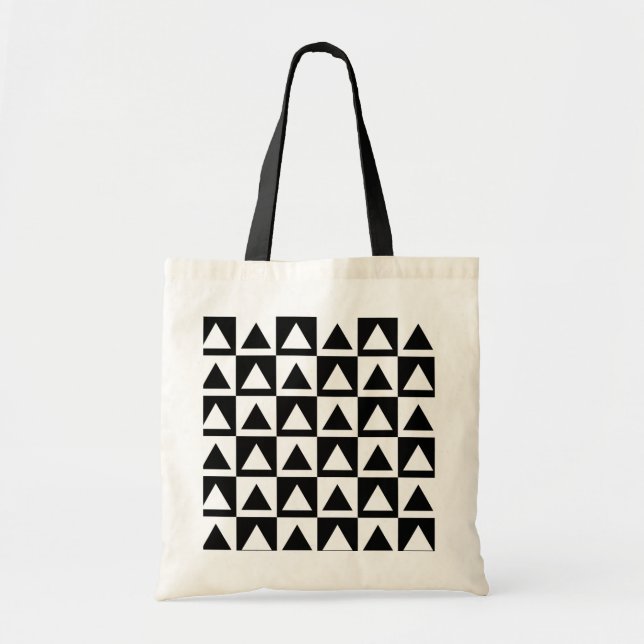 Black and White triangle geometric shape pattern Tote Bag (Front)