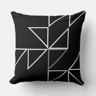 Black and White Triangle Geometric Throw Pillow