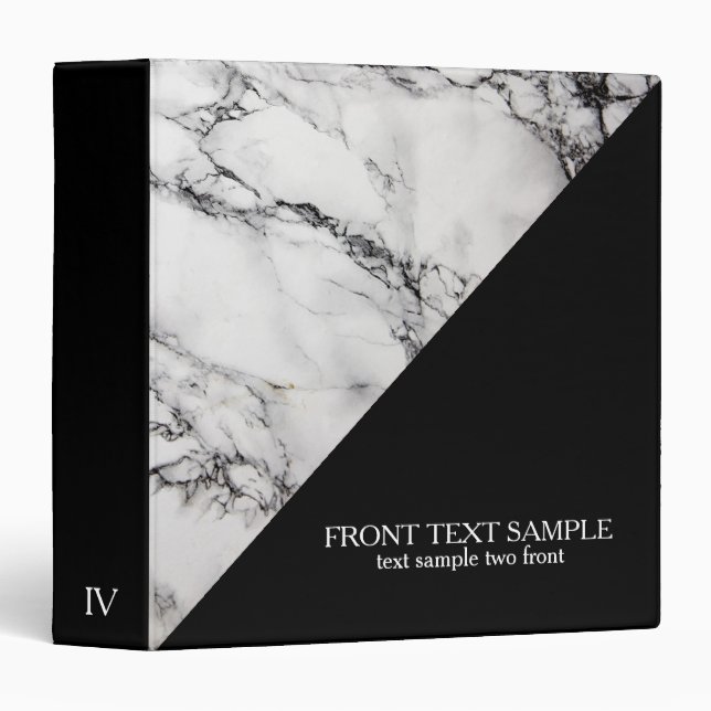 Black And White Triangle Marble Stone Binder (Front/Spine)