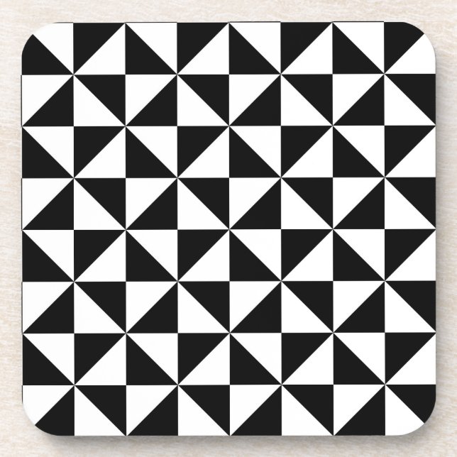 Black And White Triangle Pattern Coaster (Front)