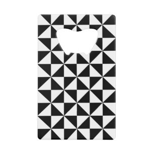 Black And White Triangle Pattern Credit Card Bottle Opener