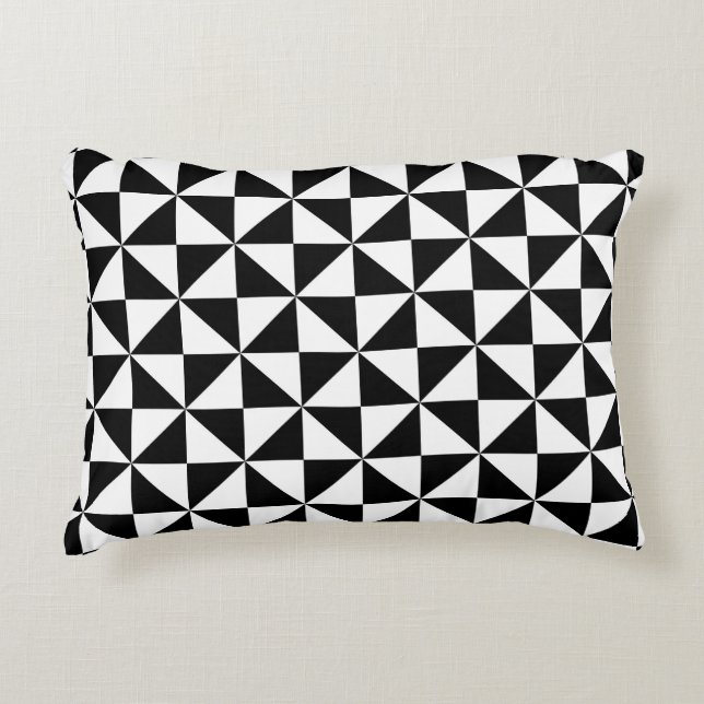 Black And White Triangle Pattern Decorative Pillow (Front)