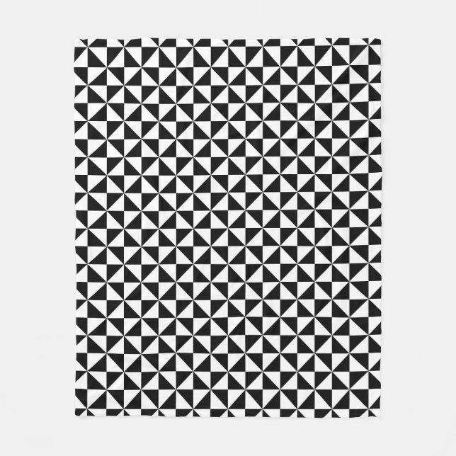 Black And White Triangle Pattern Fleece Blanket (Front)