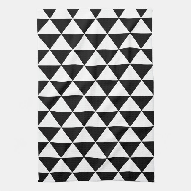 Black and White Triangle Pattern Kitchen Towel (Vertical)