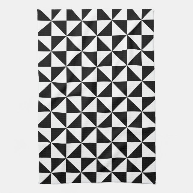Black And White Triangle Pattern Kitchen Towel (Vertical)