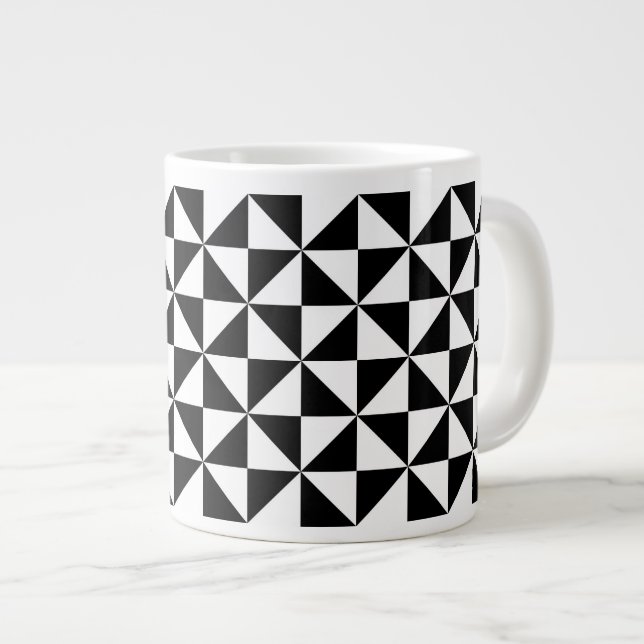 Black And White Triangle Pattern Large Coffee Mug (Front Right)