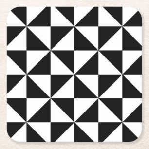 Black And White Triangle Pattern Square Paper Coaster