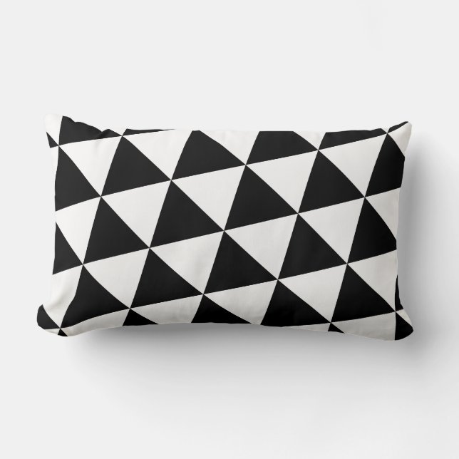 Black and White Triangles Geometric Pattern Lumbar Pillow (Front)