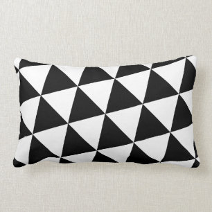 Black and White Triangles Geometric Pattern Lumbar Pillow