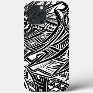 Black And White Tribal Abstract iPhone 13 Pro Max Case