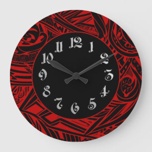 Black And White Tribal Abstract Large Clock