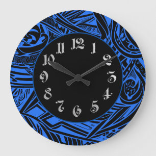 Black And White Tribal Abstract Large Clock