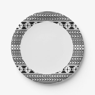Black And White Tribal Aztec Paper Plate